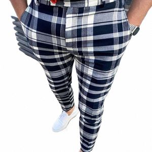 Pantalones chinos para hombre Pantalones a cuadros delgados Pantalones masculinos Pantalones casuales para hombre Pantalón casual Pantalones de primavera Pantalones lápiz Harem Jogger Pantalones d6OZ #