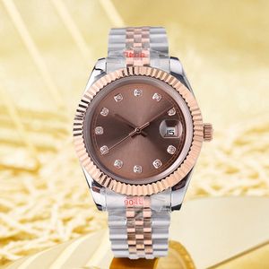 Montre en chocolat pour hommes avec diamant Montres de haute qualité 36mm 41mm Montre-bracelet mécanique pour femmes 31mm Quartz Montres-bracelets en acier inoxydable étanches Cadeau de Noël