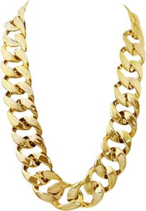 Collier Chunky Collier Fake Gold Chain 90s Hip Hop Fake Gold Collier Costume Accessoire (27,5 pouces * 1,37 pouces)