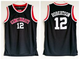 Mens Cincinnati Bearcats Oscar Robertson College Maillots de Basketball Chemises Vintage Noir 12 Maillot Universitaire Cousu S-XXL