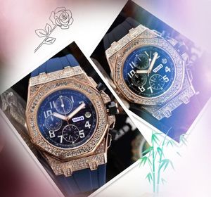 Mens Classic 6 Stiches Design Watches Stopwatch Japan Quartz Movie Mouvement Clock Black Green Rubber Strap Set Auge Racing Diamonds Ring Super Wrist Wrist Wrists Gifts