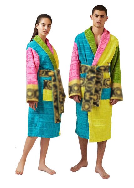 Peignoir en coton classique masculin pour hommes et femmes marques de sommiers kimono robes de bain chaud à la maison porte un peignoir unisexe un 3656