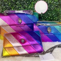 Mens classica famosa borsa Kurt Geiger borsa arcobaleno Luxury london Designer di pelle bovina Womens Flip pochette borsa a strisce Borsa a tracolla clutch tote catena Borse a tracolla