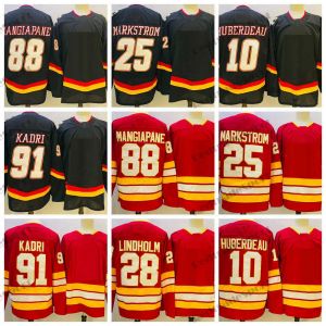 Maillots de hockey pour hommes classiques rouges 91 Nazem Kadri 10 Jonathan Huberdeau 28 Elias Lindholm 25 Jacob Markstrom 88 Andrew Mangiapane 68 Jagr 78