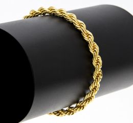Pulseras clásicas de cuerda para hombre, brazalete de cadena de cuerda de Color dorado y plateado de 6MM para mujer, accesorios de joyería de Hip Hop 3948907