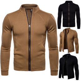 Vêtements pour hommes Designer Sweats à capuche 2019 Nouveau Printemps Automne Sweats à capuche pour hommes Solide Col montant Slim Fit Zipper Sweats de poche pour hommes