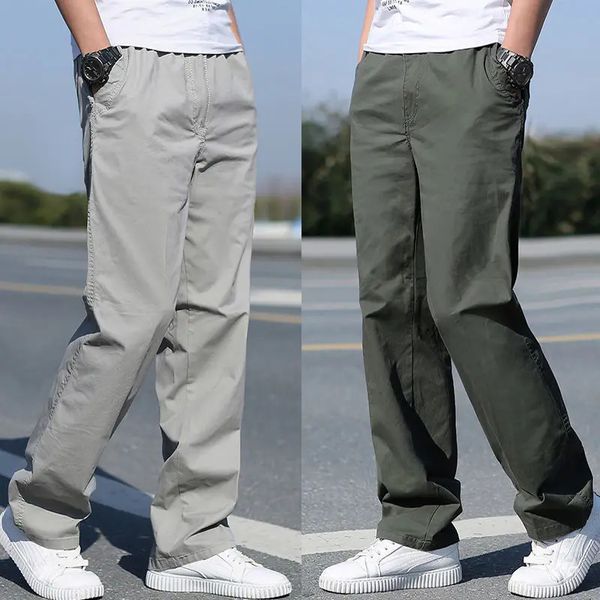 Ropa para hombres Pantalones de carga de verano de verano de algodón gran tamaño relajado jogger gimnasio de trabajo coreano de trabajo guby pantalones 240415