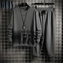 Ropa para hombre Conjunto de 2 piezas Invierno Otoño Chándal Hombres Traje de jogging Ropa para correr Ropa para correr Patchwork Sudaderas Jogger Sets 211222