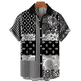 Vêtements pour hommes 3D chemise hawaïenne hommes mode fleur de cajou géométrique imprimé chemises chemise à simple boutonnage pour hommes hauts 220712