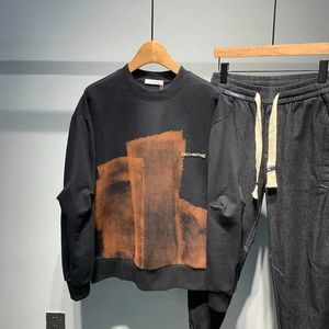 Vêtements pour hommes Sweat à capuche noir Pull Top Imprimer Sweatshirts pour homme Graphique Col rond Crewneck Esthétique Simple Designer Emo 240228