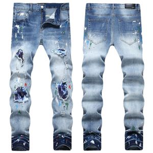 Ropa para hombre jean hombres pantalones vaqueros de diseñador pantalones holgados para les hommes High Street Hole Star Patch para hombre para mujer pantalones con panel bordado de estrellas pantalones elásticos ajustados