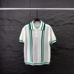 Vêtements pour hommes Polo en tricot de luxe bouton rayé décontracté bouton à manches courtes t-shirt respirant 2024 Knitwear 240426