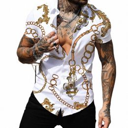 Vêtements pour hommes Chemise sociale Homme Baroque Imprimer Lâche Chemises Tops Luxe Revers Bal Haute Qualité Blouse 5XL T-shirt surdimensionné Hommes N7iE #