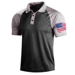 Mens Kleding Zomer Camo American Flag Print Outdoor T -shirts mannelijke militaire tactische tactische korte mouw poloshirt jagen wandelen Top 240430
