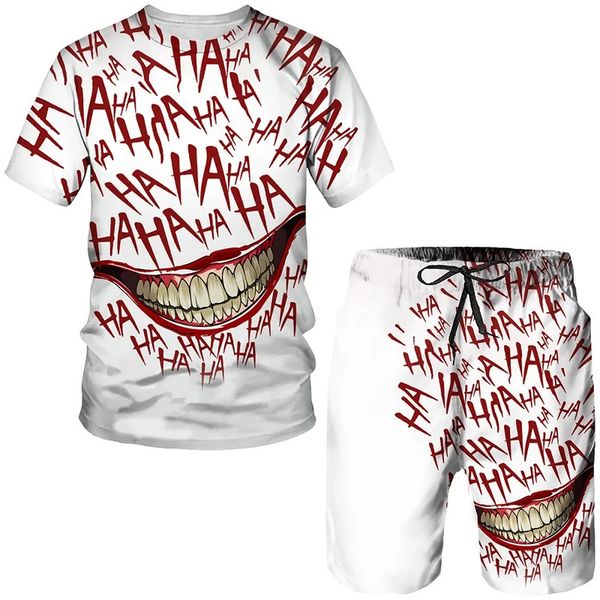 Hommes Clown 3D imprimé été survêtement ensemble t-shirt shorts 2 pièces tenues décontracté Hip Hop rue costume homme ensembles vêtements 240314