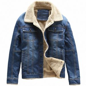Manteau pour hommes Boutique Fi hiver chaud plus Veet épais bleu mâle décontracté veste en jean laine d'agneau Cott h3YD #