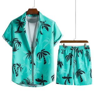 Hommes cocotier plage chemise ensemble été Style hawaïen chemise à manches courtes décontracté vacances hommes 2 pièces ensemble 240305