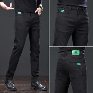 Jeans pour hommes colorl slim fit raide jambe haut de gamme Luxury Luxury pur noir à la mode et polyvalente pantalon décontracté