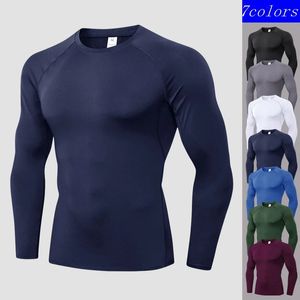 Mens Compressie Shirts Longs Sleeve workout Gym T-shirt Running Tops Coole droge sportbasislaag Athletic Undershirts 240408