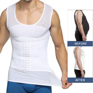 Gilet de compression pour hommes, chemise amincissante, contrôle du ventre, débardeur d'entraînement, Abs, sous-vêtements avec crochets, 240315