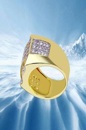 MENS CONCAVE CZ BLING BLING 360 ETERNITY RING ICED OUT SINGS CUBIC Zirconia Micro Pave Simulate Diamonds Ring avec boîte cadeau 18K G8387682