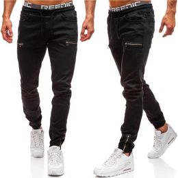 Hommes Cool Designer marque noir Jeans Skinny déchiré détruit Stretch Slim Fit Hop Hop pantalon avec des trous pour hommes pantalons décontractés1292L