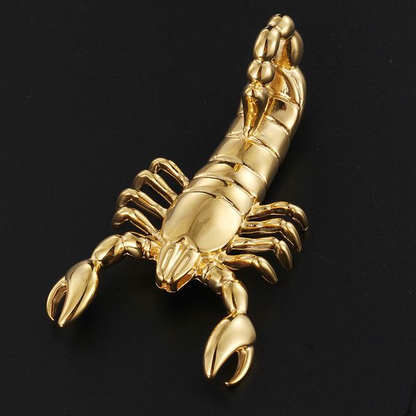 Bijoux frais Bijoux Grand Biker en acier inoxydable 3D Scorpion Pendentif Gold Tonal Chaîne Collier avec 4mm * 22 