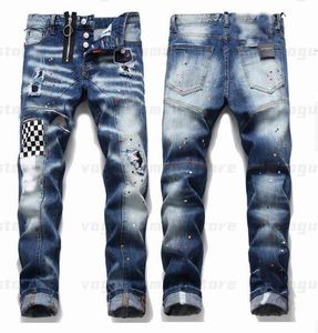 Hommes Cool Rips Stretch Designer Jeans En détresse Ripped Biker Slim Fit Lavé Moto Denim Hommes Hip Hop Mode Homme Pantalon 2021XDID