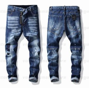 Hommes Cool Rips Stretch Designer Jeans Distressed Ripped Biker Slim Fit Lavé Moto Denim Hommes Hip Hop Mode Homme Pantalon 2021VQPA