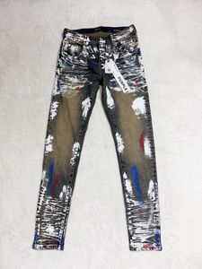 Mens REP RIPS STRINGLE Jeans desgastados Biker Risk Biker Slim Motorcycle Denim Men S Hip Hop Fashion Man Pants A2A8