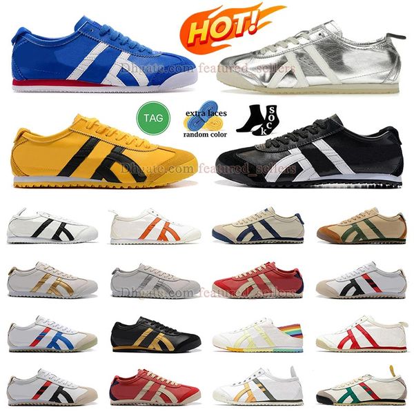 Chaussures de course de créateurs hommes femmes Onitsukass Tiger Mexico 66 baskets à lacets en cuir jaune noir marine gomme voile vert rouge Asi hommes baskets de sports de plein air chaussure