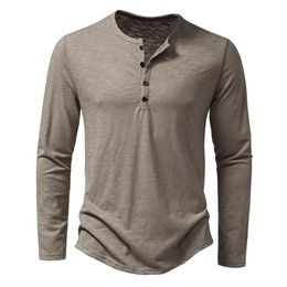 Button de coton pour hommes Henley Couge de manche