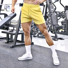 Heren katoenen sport hardloopshorts geel bodybuilding sportbroek fitness shorts jogging gym hiphop heren shorts 240223
