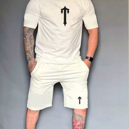 T-shirt en coton pour hommes Ensembles de shorts de plage pour hommes Streetwear Survêtement Sportswear pour hommes Anti-Pilling 2023 Ras du cou Anti-Pilling Respirant Suit un T-shirt