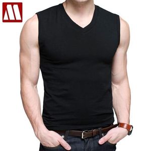 T-shirts en coton pour hommes T-shirts à manches courtes à manches courtes Mode d'été Mâle Muscle Tank Shirts Top T-shirts Style européen Slim Fit 210409