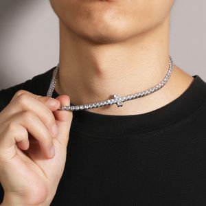 Collier de croix pour hommes Colliers de chaîne de tennis glacés