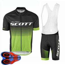 Mens Cycling Jersey Set 2021 Zomer Scott Team Korte Mouw Bike Shirt Bib Shorts Suits Sneldrogend Ademend Racing Kleding Maat XXS-6XL Y21041071