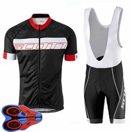 Mens Cycling Jersey Set 2021 Zomer Scott Team Korte Mouw Bike Shirt Bib Broek Sets Sneldrogende Ademende Racing Kleding Grootte XXS-6XL Y21041051