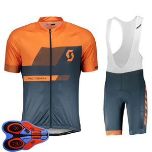 Heren fietsen jersey set 2021 zomer scott team korte mouw fiets shirt bib shorts suits sneldrogende ademend racing kleding maat XXS-6XL Y21041083