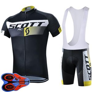 Mens Cycling Jersey Set 2021 Zomer Scott Team Korte Mouw Bike Shirt Bib Shorts Suits Sneldrogend Ademend Racing Kleding Maat XXS-6XL Y21041065