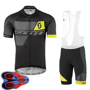 Mens Cycling Jersey Set 2021 Zomer Scott Team Korte Mouw Bike Shirt Bib Shorts Suits Sneldrogend Ademend Racing Kleding Maat XXS-6XL Y21041075