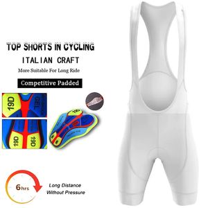 Heren fietsenbroek Panty's Man Solid White Pro Shorts Maillot Short Equipment Sport Summer Bib Bibs Gel Clothing Culotte 240325
