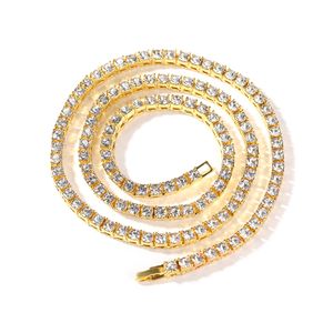Colliers en chaîne en or pour hommes, diamant CZ glacé, bijoux Hip Hop, à la mode, 3mm, 4mm, 5mm