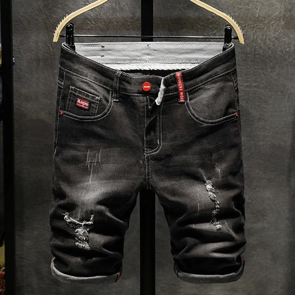 Homme de mode chino de denim en denim lavé les garçons denim skinny piste courte courte monture des hommes homme détruits jeans déchirés plus taille 240402