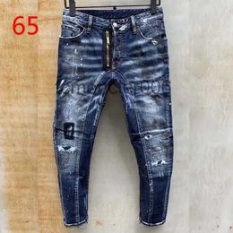 Heren denim jeans zwart gescheurde broek mode mager gebroken stijl fiets motorfiets rock revival jean 2A9Y