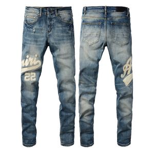 Heren denim jeans zwart gescheurde broek mode mode skinny gebroken stijl fiets motorfiets rock revival Jean