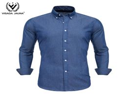 Blous de chemise de denim pour hommes 2020 robes de chemises décontractées sociales mâles Slim Fit pour hommes Chemise Longue grande taille Erkek Gomlek9576723