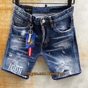 Heren denim shorts Knielengte Denim broek Bleached Hole Vintage jeans mannen kwaliteit jeans mode jean overalls Casual denim shorts Mode straatbroek Maat 38 sss