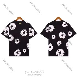 Camiseta de té de mezclilla para hombres camiseta de camiseta negra camiseta corona de algodón corta unisex de mezclilla de mezclilla