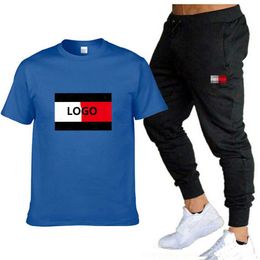 Plus Taille 3XL 4XL Mens Designer 2023 Nouveaux Survêtements Col rond Manches courtes Sports de loisirs Deux pièces Ensemble de course T-shirt et shorts Tenues